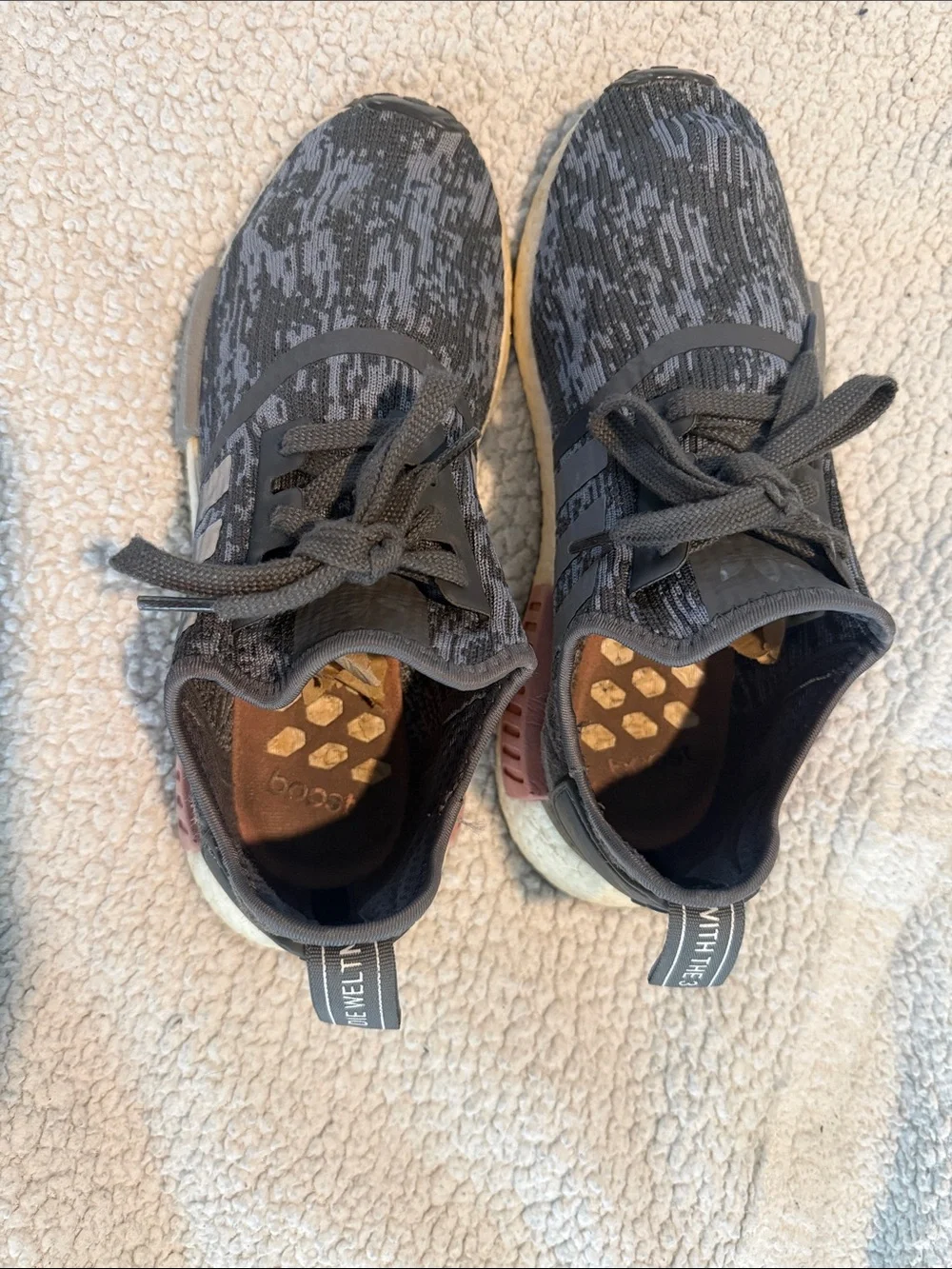 adidas Women’s Gray and Rust NMD_R1 Athletic Sneakers